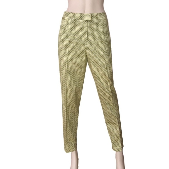 PIAZZA Sempione Brigitte Pants Trousers Cropped Capri Yellow Navy Multi Print - Picture 2 of 13